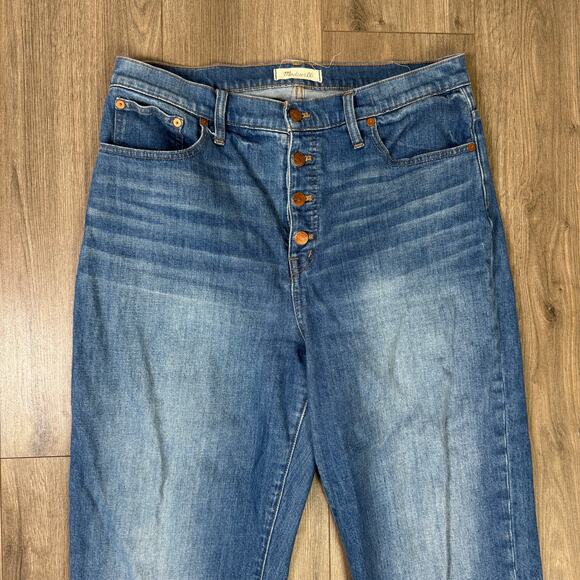 Madewell Slim Wide Leg Crop Olympia Wash Button Front Jeans US Women's 32 - Picture 4 of 8